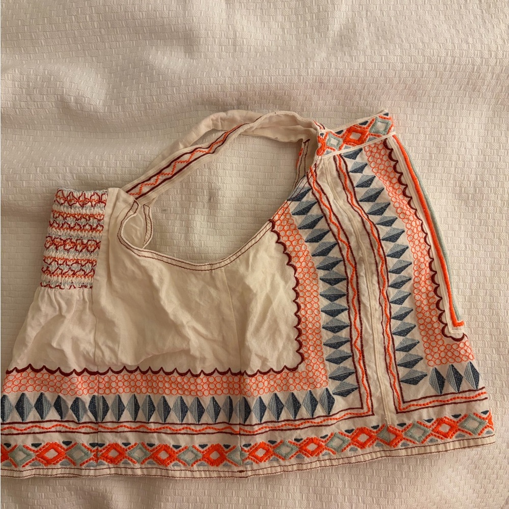 Anthropologie Islander Blouse - Cream, Orange, Blue - Picture 4 of 4